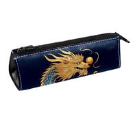 VAPOKF Astuccio per penne a forma di drago e palla con squame blu, astuccio per cancelleria, astuccio per cosmetici, borsa compatta con cerniera