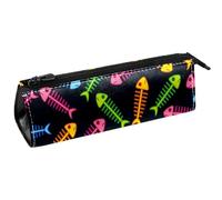 VAPOKF Astuccio per penne a lisca di pesce, rosa, verde, blu, arancione, astuccio per cancelleria, astuccio per cosmetici, borsa compatta con cerniera, Multi, 5.5 ×6 ×20CM/2.2x2.4x7.9 in, Organizer