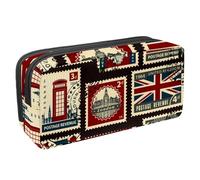 VAPOKF Astuccio per penne, astuccio per cancelleria per studenti, per ragazzi e ragazze, forniture scolastiche e ufficio, francobolli Union Jack Big Ben Londra, Multi, 2.3x8.2x3.9in/6x21x10cm,