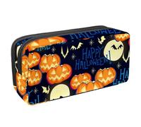 VAPOKF Astuccio per penne, astuccio per cancelleria per studenti, per ragazzi, ragazze, scuola e ufficio, motivo: Halloween Jack Pumpkin Full Moon Bats, Multi, 2.3x8.2x3.9in/6x21x10cm, Organizer per
