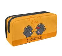 VAPOKF Astuccio per penne, astuccio per matite, astuccio per studenti per adolescenti e ragazze, materiale scolastico - Simpatico riccio dei cartoni animati I Love You Couple, multicolore, 2,3 x 8,2 x