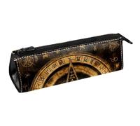 VAPOKF Astuccio per penne con disegno di Bill Cipher Wheel Zodiac in stile retrò, astuccio per cancelleria, astuccio per cosmetici, borsa compatta con cerniera