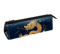 VAPOKF Astuccio per penne con drago dorato e palla, astuccio per cancelleria, astuccio per matite e cosmetici, borsa compatta con cerniera