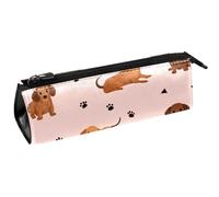 VAPOKF Astuccio per penne con impronte di cani grigi, astuccio per cancelleria, astuccio per cosmetici, borsa compatta con cerniera