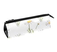 VAPOKF Astuccio per penne con margherita, camomilla, fiori, foglie e boccioli, astuccio per cancelleria, astuccio per cosmetici, borsa compatta con cerniera, Multi, 5.5 ×6 ×20CM/2.2x2.4x7.9 in,