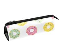 VAPOKF Astuccio per penne con motivo a ciambella, rosa, giallo, verde, astuccio per cancelleria, astuccio per cosmetici, borsa compatta con cerniera, Multi, 5.5 ×6 ×20CM/2.2x2.4x7.9 in, Organizer per