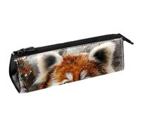 VAPOKF Astuccio per penne con panda rosso su albero innevato, astuccio per cancelleria, astuccio per cosmetici, borsa compatta con cerniera
