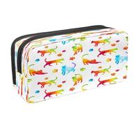 VAPOKF Astuccio per penne e cancelleria per studenti, con cerniera, per ragazzi e ragazze, articoli per la scuola e l'ufficio, simpatici gatti, Silhouette arcobaleno colorato di gatto e zampe