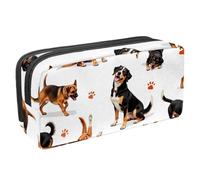 VAPOKF Astuccio per penne e cancelleria per studenti, con cerniera, per ragazzi e ragazze, articoli per la scuola e l'ufficio, cani felici e impronte di zampe