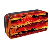 VAPOKF Astuccio per penne e cancelleria per studenti, con cerniera, per ragazzi e ragazze, articoli per la scuola e l'ufficio, Halloween gatto nero zucca, Halloween Cat Skull Ghost Zucca,