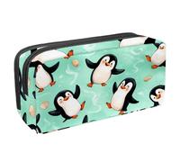 VAPOKF Astuccio per penne e cancelleria per studenti, con cerniera, per ragazzi e ragazze, articoli per la scuola e l'ufficio, simpatici pinguini e conchiglie