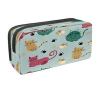 VAPOKF Astuccio per penne e cancelleria per studenti, con cerniera, per ragazzi e ragazze, articoli per la scuola e l'ufficio, simpatici gatti, Simpatico gatto e topo, 2.3x8.2x3.9in/6x21x10cm