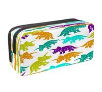 VAPOKF Astuccio per penne e cancelleria per studenti, con cerniera, per ragazzi e ragazze, articoli per la scuola e l'ufficio, simpatici gatti, Dinosauro triceratopo colorato, 2.3x8.2x3.9in/6x21x10cm