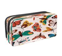 VAPOKF Astuccio per penne e cancelleria per studenti, con cerniera, per ragazzi e ragazze, materiale scolastico e ufficio, farfalla e libellula su carta vecchia, Motivo con farfalle e falene,