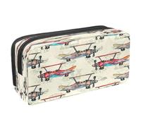 VAPOKF Astuccio per penne e cancelleria per studenti, con cerniera, per ragazzi e ragazze, materiale scolastico e ufficio, locomotive a vapore retrò, Veicolo aereo retrò Steampunk,