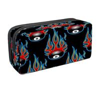 VAPOKF Astuccio per penne e cancelleria per studenti, con cerniera, per ragazzi e ragazze, materiale scolastico e ufficio, scuolabus giallo, Flames Biliardo 8 Palla, 2.3x8.2x3.9in/6x21x10cm, Astuccio