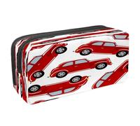 VAPOKF Astuccio per penne e cancelleria per studenti, con cerniera, per ragazzi e ragazze, materiale scolastico e ufficio, locomotive a vapore retrò, Auto Rosse, 2.3x8.2x3.9in/6x21x10cm, Astuccio