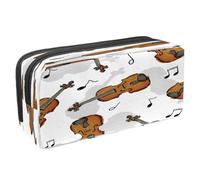 VAPOKF Astuccio per penne e cancelleria per studenti, con cerniera, per ragazzi e ragazze, materiale scolastico e ufficio, chiavi di pianoforte e note musicali, Paint Violin Musical Instrument
