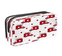 VAPOKF Astuccio per penne e cancelleria per studenti, con cerniera, per ragazzi e ragazze, materiale scolastico e ufficio, scuolabus giallo, Camion dei pompieri e fiamma rossa,