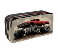 VAPOKF Astuccio per penne e cancelleria per studenti, con cerniera, per ragazzi e ragazze, per scuola e ufficio, motivo: auto con mostro rosso, Multi, 2.3x8.2x3.9in/6x21x10cm, Astuccio