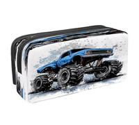 VAPOKF Astuccio per penne e cancelleria per studenti, con cerniera, per ragazzi e ragazze, per scuola e ufficio, motivo auto con mostro blu, Multi, 2.3x8.2x3.9in/6x21x10cm, Astuccio