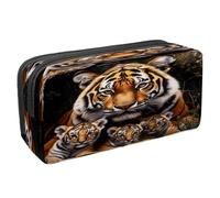 VAPOKF Astuccio per penne e cancelleria per studenti, con cerniera, per ragazzi e ragazze, per scuola e ufficio, tigre e piccoli cuccioli, Multi, 2.3x8.2x3.9in/6x21x10cm, Astuccio