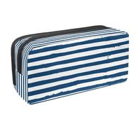 VAPOKF Astuccio per penne e cancelleria per studenti, con cerniera, per ragazzi e ragazze, per scuola e ufficio, tartaruga marina blu su sfondo scuro, Blu - Bianco Ocean Stripes,