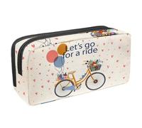 VAPOKF Astuccio per penne e matite, astuccio per cancelleria per adolescenti, ragazzi e ragazze, forniture per scuola e ufficio, stile vintage con scritta "Let's Go for a Ride", motivo floreale,