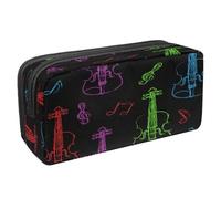 VAPOKF Astuccio per penne e matite, astuccio per cancelleria per studenti, con cerniera, per ragazzi e ragazze, articoli per la scuola e l'ufficio, chitarra country e note musicali, Violino colorato e