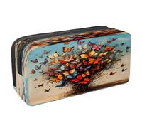 VAPOKF Astuccio per penne e matite, astuccio per cancelleria per studenti, con cerniera, per ragazzi e ragazze, articoli per la scuola e l'ufficio, motivo: farfalle e albero, Multi, 2.3x8.2x3.9in