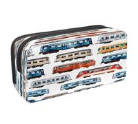 VAPOKF Astuccio per penne e matite, astuccio per cancelleria per studenti, con cerniera, per ragazzi e ragazze, articoli per la scuola e l'ufficio, stile retrò con vagone ferroviario, Multi