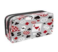 VAPOKF Astuccio per penne e matite, astuccio per cancelleria per studenti, con cerniera, per ragazzi e ragazze, articoli per la scuola e l'ufficio, chitarra country e note musicali, Ace Poker Card