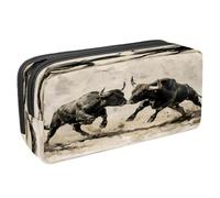 VAPOKF Astuccio per penne e matite, astuccio per cancelleria per studenti, con cerniera, per ragazzi e ragazze, forniture per la scuola e l'ufficio, Bull in Fight, Multi, 2.3x8.2x3.9in/6x21x10cm