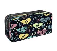 VAPOKF Astuccio per penne e matite, astuccio per cancelleria per studenti, con cerniera, per ragazzi e ragazze, articoli per la scuola e l'ufficio, chitarra country e note musicali, Colorato con