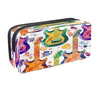 VAPOKF Astuccio per penne e matite, astuccio per cancelleria per studenti, con cerniera, per ragazzi e ragazze, articoli per la scuola e l'ufficio, chitarra country e note musicali, Acquerello