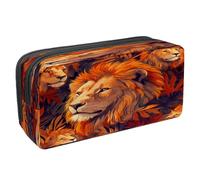 VAPOKF Astuccio per penne e matite, astuccio per cancelleria per studenti, con cerniera, per ragazzi e ragazze, articoli per la scuola e l'ufficio, animali leoni, Multi, 2.3x8.2x3.9in/6x21x10cm