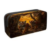 VAPOKF Astuccio per penne e matite, astuccio per cancelleria per studenti, con cerniera, per ragazzi e ragazze, per scuola e ufficio, motivo: due tigri, Multi, 2.3x8.2x3.9in/6x21x10cm, Astuccio