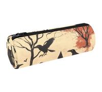 VAPOKF Astuccio per penne e matite con corvi di Halloween sulla casa abbandonata, portamonete, trousse per cosmetici, per studenti, cancelleria, scuola, ufficio