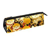 VAPOKF Astuccio per penne e matite con gatti fortunati dorati, astuccio per cancelleria, astuccio per cosmetici, borsa compatta con cerniera