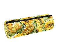 VAPOKF Astuccio per penne e matite in pelle con sfondo acquerello girasole senza soluzione di continuità, portamonete, trousse per trucchi per studenti, cancelleria, scuola, ufficio, Multi,