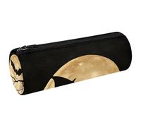 VAPOKF Astuccio per penne e matite, portamonete con silhouette di pipistrello nero sulla luna, borsa per cosmetici per studenti, cancelleria, scuola, ufficio