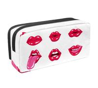 VAPOKF Astuccio per penne, matite, cancelleria per studenti, per adolescenti, ragazzi, ragazze, forniture scolastiche e ufficio, set di labbra rosse Pop Art, Multi, 2.3x8.2x3.9in/6x21x10cm, Organizer