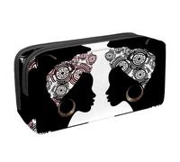 VAPOKF Astuccio per penne, matite, cancelleria per studenti, per ragazzi e ragazze, forniture per scuola e ufficio, due donne nere africane con copricapo tribale, Multi, 2.3x8.2x3.9in/6x21x10cm,