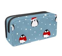 VAPOKF Astuccio per penne, matite, cancelleria per studenti, per ragazzi e ragazze, forniture per scuola e ufficio, pinguino con sciarpa rossa e cappello nella neve, Multi, 2.3x8.2x3.9in/6x21x10cm,