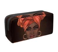 VAPOKF Astuccio per penne, matite, cancelleria per studenti, per ragazzi e ragazze, forniture per scuola e ufficio, donne nere africane con labbra lucide e turbante, Multi, 2.3x8.2x3.9in/6x21x10cm,