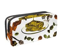 VAPOKF Astuccio per penne, matite, cancelleria per studenti, per ragazzi e ragazze, forniture per scuola e ufficio, pane con miele e ape a nido d'ape, Multi, 2.3x8.2x3.9in/6x21x10cm, Organizer per