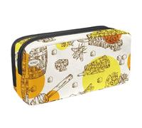 VAPOKF Astuccio per penne, matite, cancelleria per studenti, per ragazzi e ragazze, forniture per scuola e ufficio, barattolo di miele con api e nido d'ape, Multi, 2.3x8.2x3.9in/6x21x10cm, Organizer