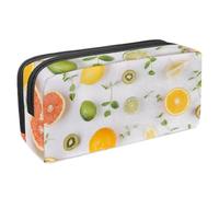 VAPOKF Astuccio per penne, matite, cancelleria per studenti, per ragazzi e ragazze, forniture scolastiche e per ufficio, motivo a fette di frutta con foglie di menta, Multi, 2.3x8.2x3.9in/6x21x10cm,