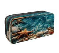 VAPOKF Astuccio per penne, matite, cancelleria per studenti, per ragazzi e ragazze, forniture scolastiche e per ufficio, conchiglie con stella marina sull'oceano blu