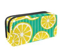 VAPOKF Astuccio per penne, matite, cancelleria per studenti, per ragazzi e ragazze, per scuola e ufficio, motivo a righe con frutta e limone, Multi, 2.3x8.2x3.9in/6x21x10cm, Organizer per borse